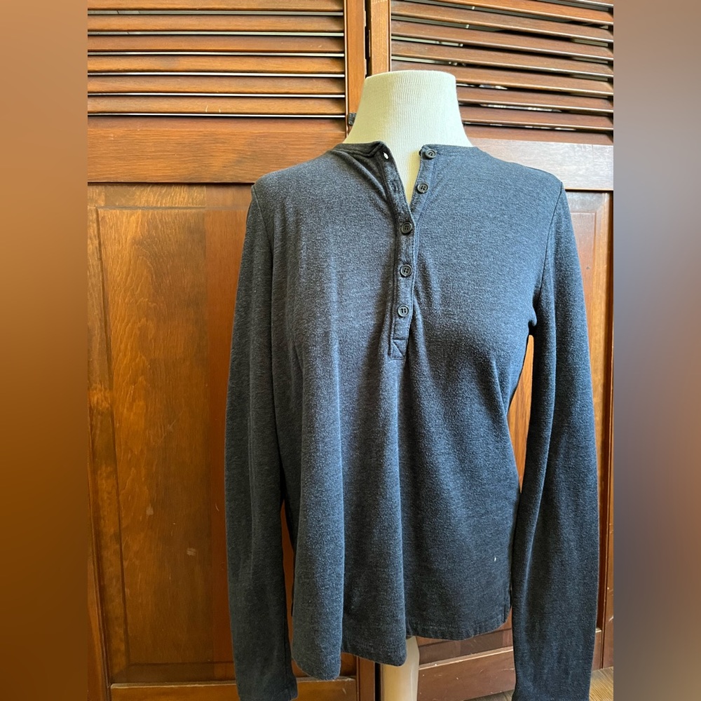 Marine Layer Gray Cotton/Rayon Pullover Henley Women's Sz Small
